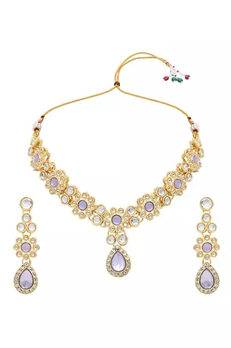 traditional kundan & stone choker necklace jewellery set 