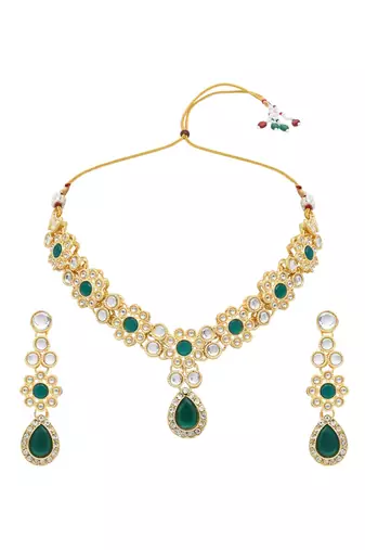 traditional kundan & stone choker necklace with earrings & maang tikka jewellery set 