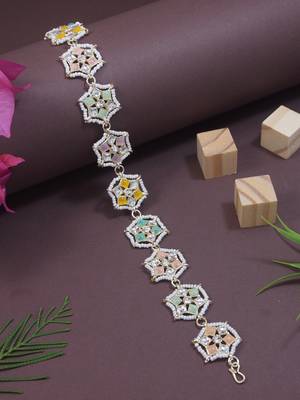 gold plated traditional floral kundan & pearl sheeshphool matha patti sheeshpatti  1