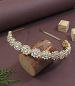 traditional rajasthani floral design kundan & pearl sheeshphool/mathapatti/hairband 