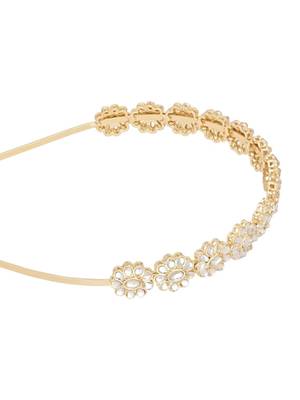 traditional rajasthani floral design kundan & pearl sheeshphool/mathapatti/hairband  2