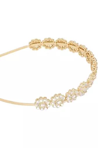 traditional rajasthani floral design kundan & pearl sheeshphool/mathapatti/hairband 