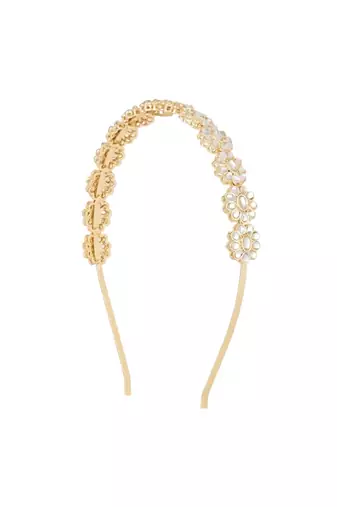 traditional rajasthani floral design kundan & pearl sheeshphool/mathapatti/hairband 