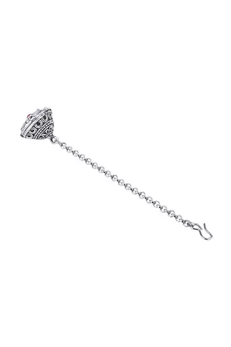 navratri ethnic silver oxidised mirror work borla/maang tikka for women 