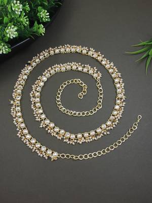 traditional kundan pearl adjustable waist chain/belly chain/kamarband for women  1