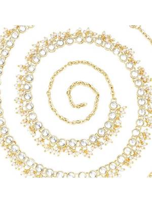 traditional kundan pearl adjustable waist chain/belly chain/kamarband for women  2