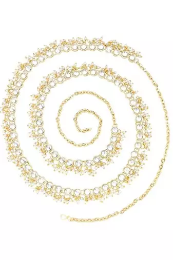 traditional kundan pearl adjustable waist chain/belly chain/kamarband for women 