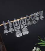 silver oxidised 4 different design afghani jhumka earrings combo for women 