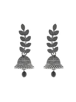 Jewels traditional stylish fancy silver oxidised afghani jhumka earrings combo for women  3