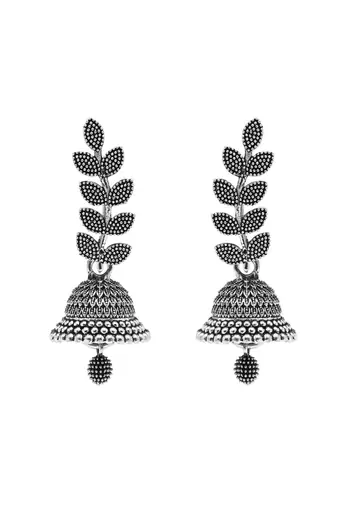 Jewels traditional stylish fancy silver oxidised afghani jhumka earrings combo for women 