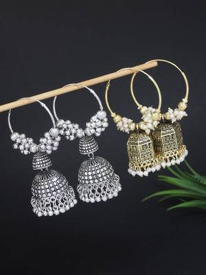 traditional afghani stylish fancy design jhumka earrings combo for women 1