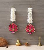 Yellow Lotus with White Gajra Flower Wall Hanging |Lotus Back Drop Hanging