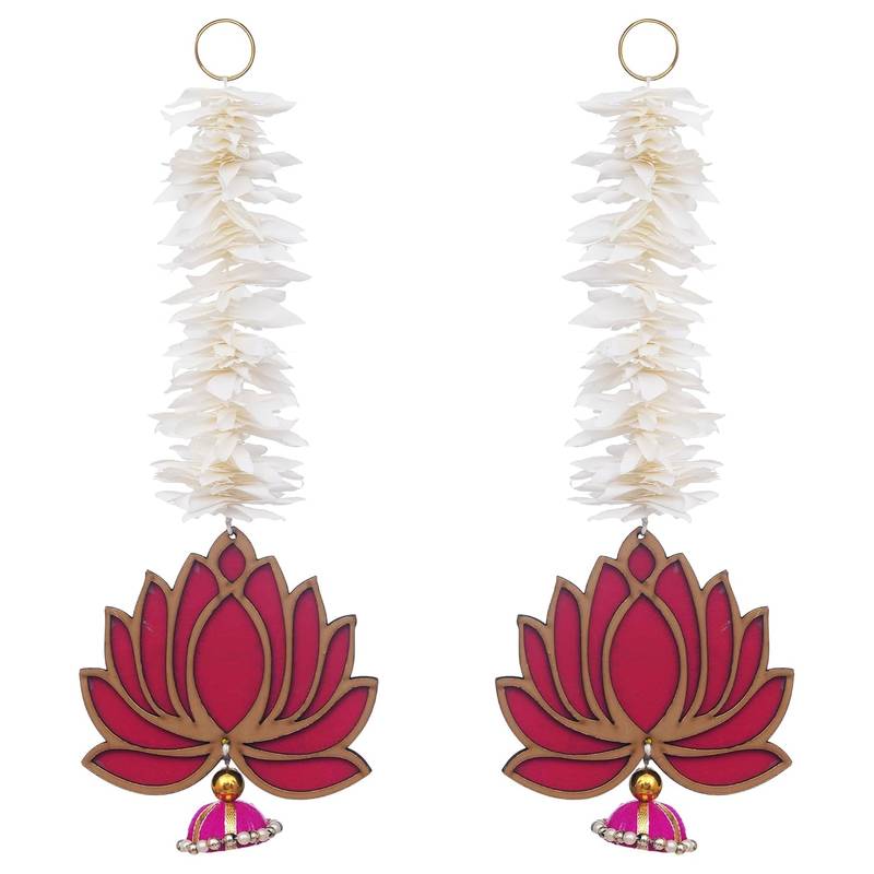 Yellow Lotus with White Gajra Flower Wall Hanging |Lotus Back Drop Hanging