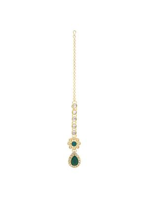 traditional kundan & stone choker necklace with earrings & maang tikka jewellery set  5