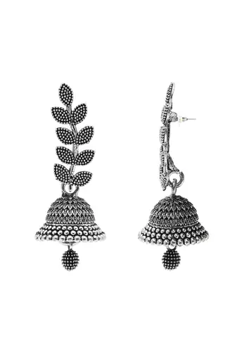 Jewels traditional stylish fancy silver oxidised afghani jhumka earrings combo for women 