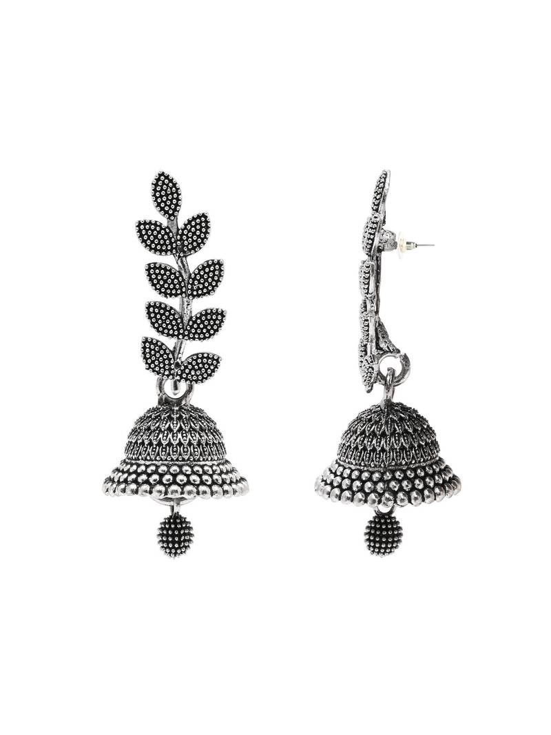 Jewels traditional stylish fancy silver oxidised afghani jhumka earrings combo for women 