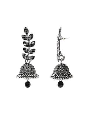silver oxidised 4 different design afghani jhumka earrings combo for women  6