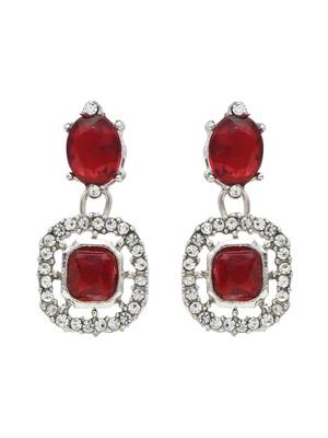silver plated stylish design crystal diamond necklace & earrings jewellery set  6