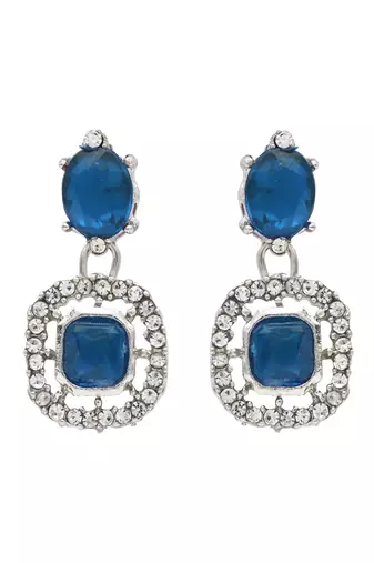 silver plated stylish design crystal diamond necklace & earrings jewellery set 