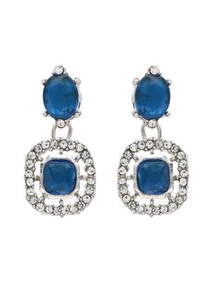 silver plated stylish design crystal diamond necklace & earrings jewellery set  7