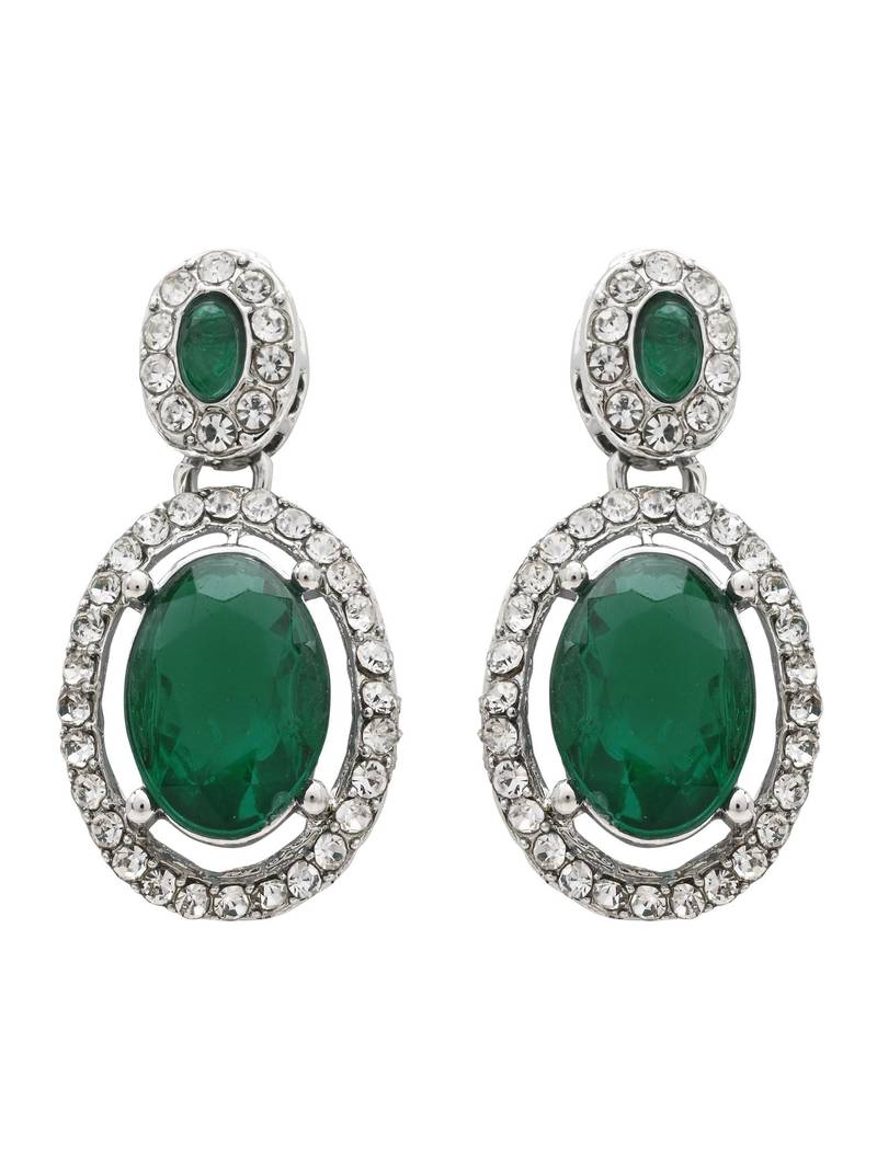 silver plated stylish design crystal diamond necklace jewellery set 