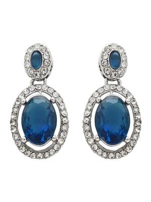 silver plated stylish design crystal diamond necklace jewellery set  6