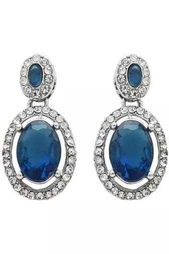 silver plated stylish design crystal diamond necklace jewellery set 