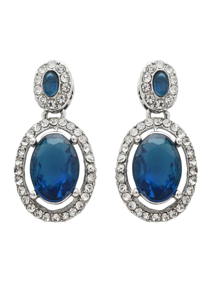 silver plated stylish design crystal diamond necklace jewellery set 