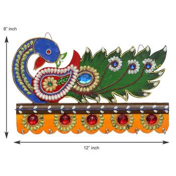Beautiful Peacock Wooden Key Holder for Home and Office Decor 2