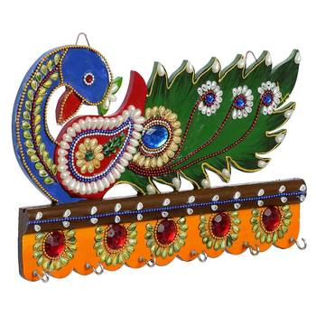Beautiful Peacock Wooden Key Holder for Home and Office Decor 3