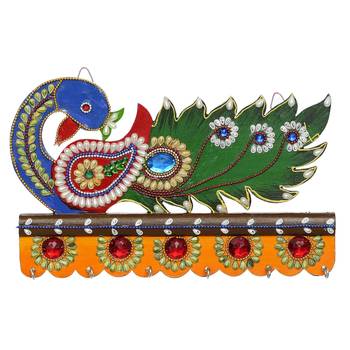 Beautiful Peacock Wooden Key Holder for Home and Office Decor 4