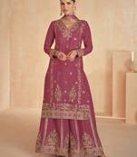 Gajri embroidered & sequins work georgette readymade plazzo stitched
