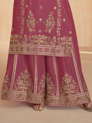 Gajri embroidered & sequins work georgette readymade plazzo stitched 3
