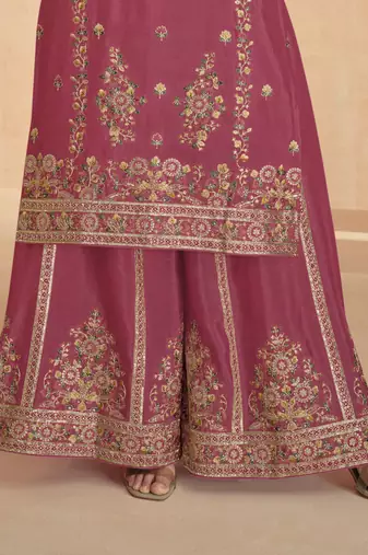 Gajri embroidered & sequins work georgette readymade plazzo stitched