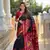 Black art silk ikkat and patola weaving concept saree & contrast blouse