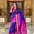 Blue art silk ikkat and patola weaving concept saree with contrast blouse