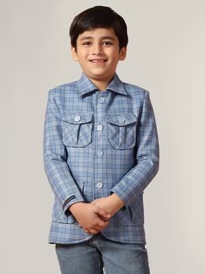 Blue tweed checkecd jacket 1