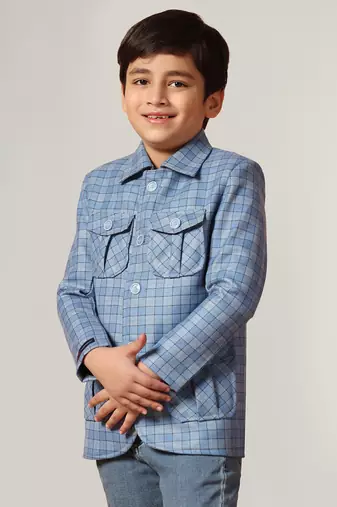 Blue tweed checkecd jacket