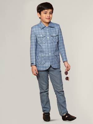 Blue tweed checkecd jacket 5
