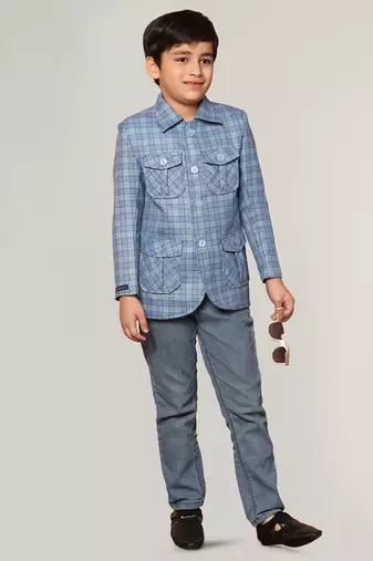 Blue tweed checkecd jacket