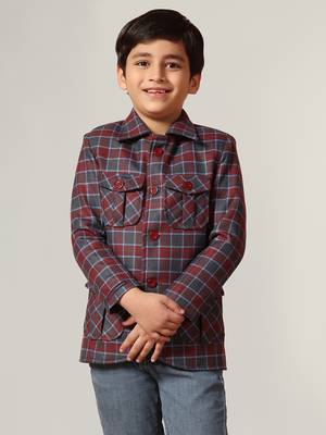 Purple tweed checked jacket 1