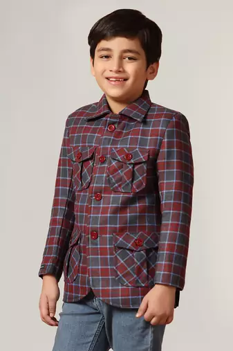 Purple tweed checked jacket