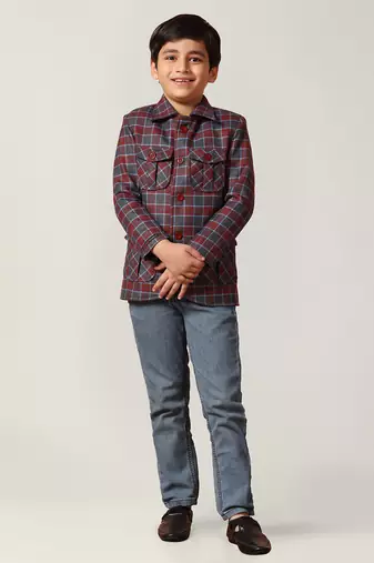Purple tweed checked jacket