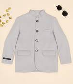 Boys light grey bandhgala blazer