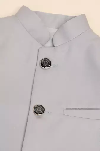 Boys light grey bandhgala blazer