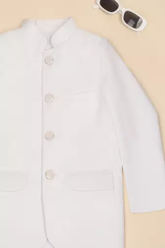 Boys white bandhgala blazer