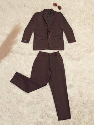 Coffee brown boys blazer suit 1