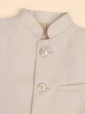 Beige boys bandhgala blazer suit 2