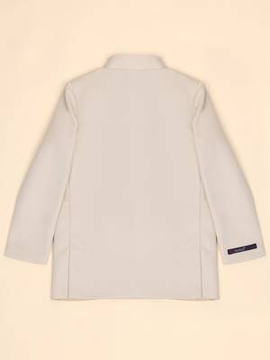 Beige boys bandhgala blazer suit 3