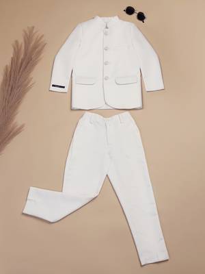 White boys bandhgala blazer suit 1